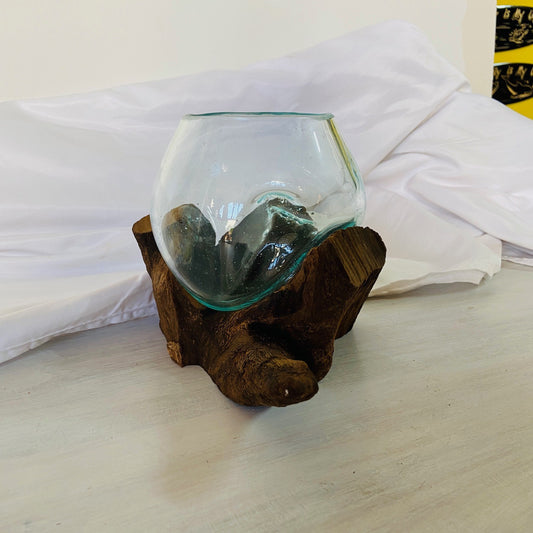 Vaso orchidea vetro su radice calice artigianale