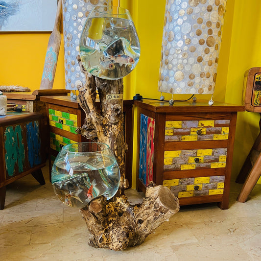 Vaso Etnico Vetro Soffiato Radice Acquario Rustic