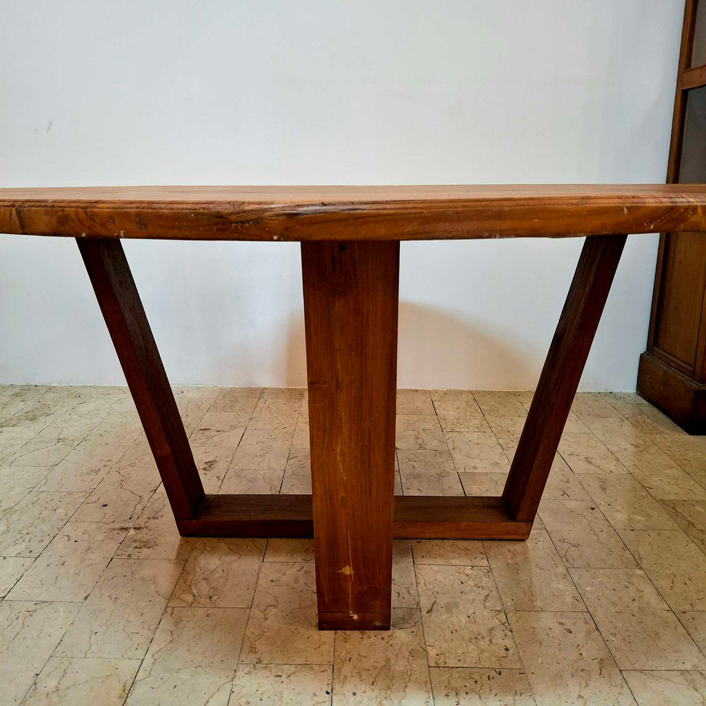 Tavolo etnico rotondo in legno teak giardino - ETNICBAY