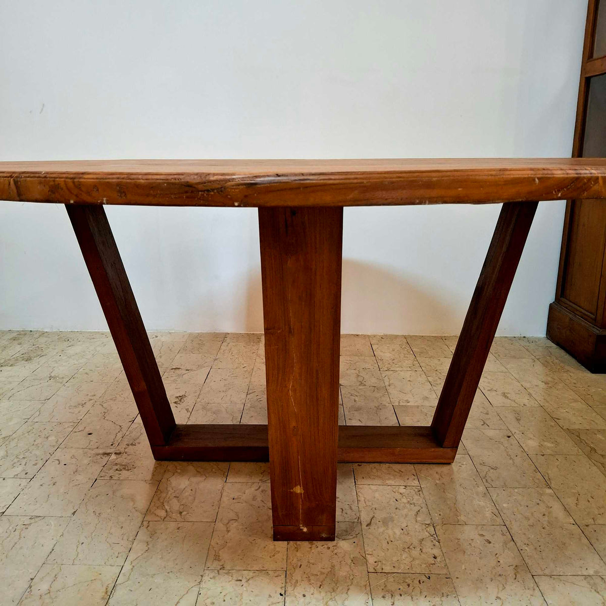 Tavolo etnico rotondo in legno teak giardino - ETNICBAY