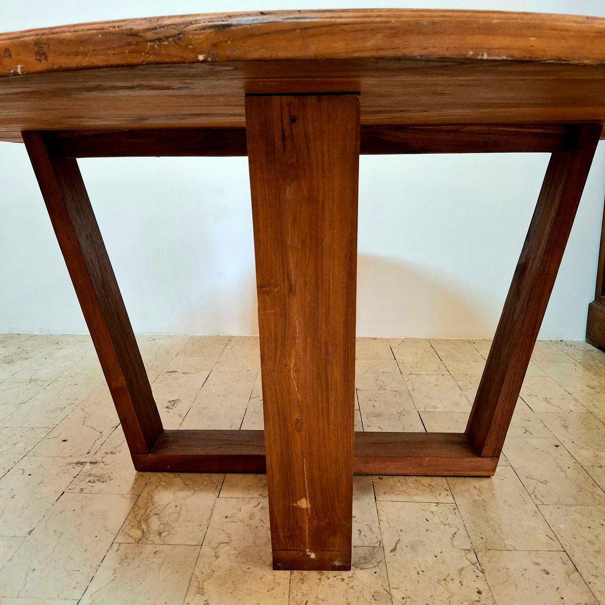Tavolo etnico rotondo in legno teak giardino - ETNICBAY