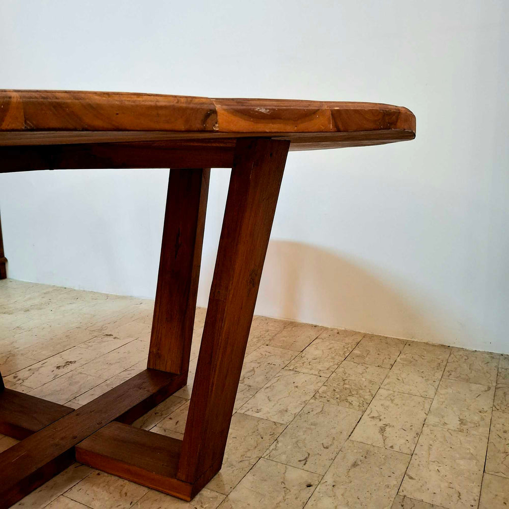 Tavolo etnico rotondo in legno teak giardino - ETNICBAY