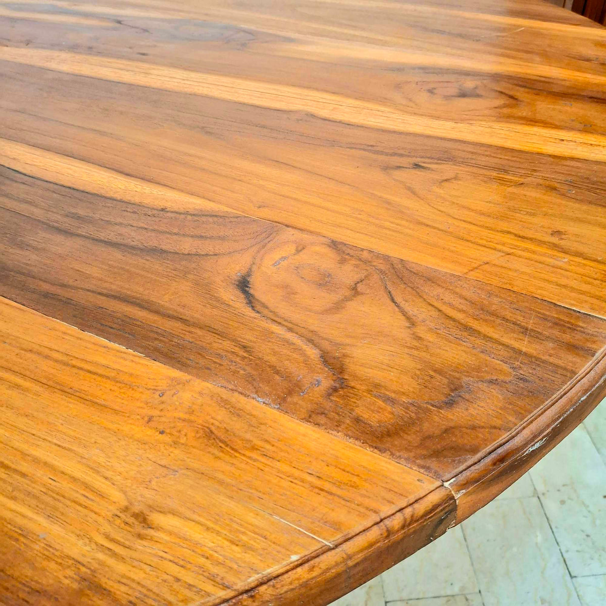 Tavolo etnico rotondo in legno teak giardino - ETNICBAY