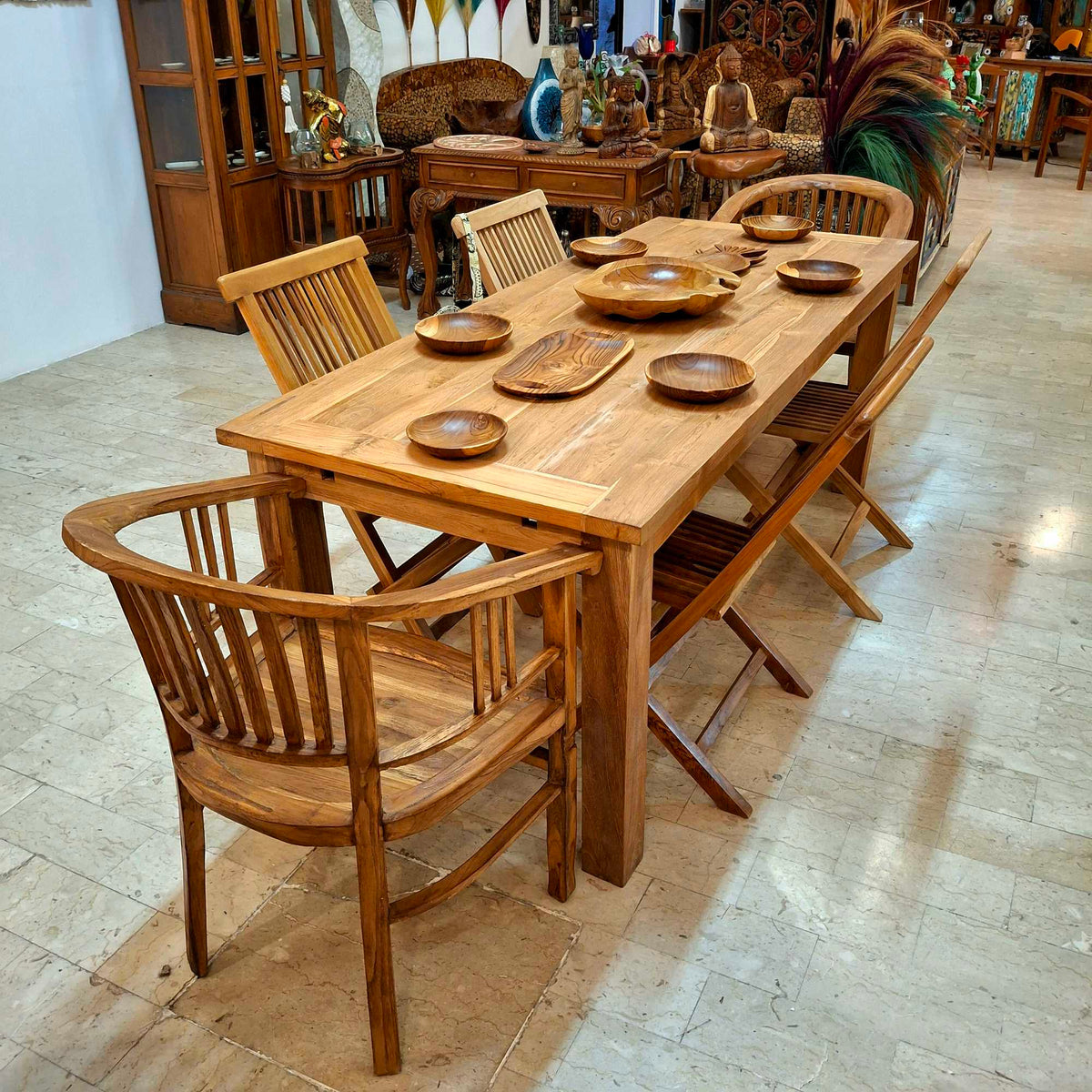 Sedia pieghevole in legno teak grezzo - ETNICBAY