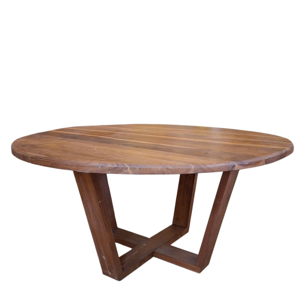 Tavolo etnico rotondo in legno teak giardino - ETNICBAY