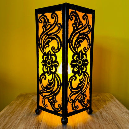 Wrought iron lampshade ethnic lamp orange