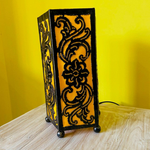 Wrought iron lampshade ethnic lamp orange