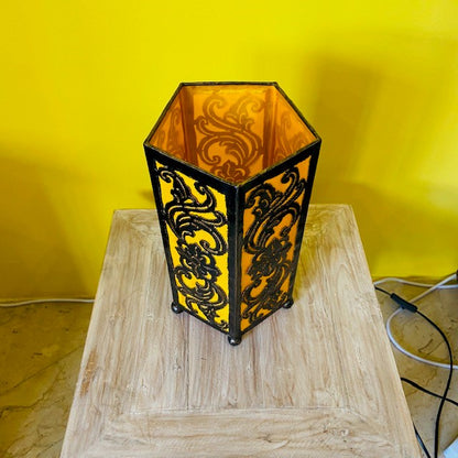 Wrought iron lampshade ethnic lamp orange