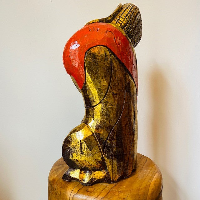 Wooden Buddha Sculpture Meditation Yoga Om
