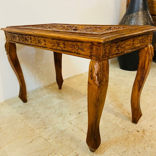 Table basse ethnique tabouret en bois de teck style liberty