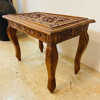 Table basse ethnique tabouret en bois de teck