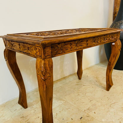 Table basse ethnique tabouret en bois de teck