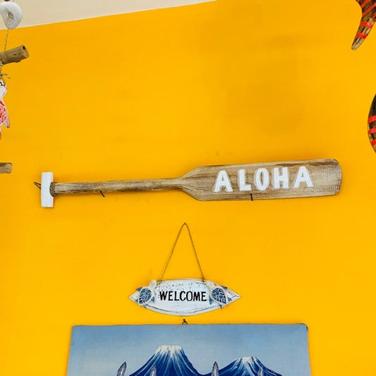 Pagaie décorative Aloha en bois ethnique fabriquée à la main