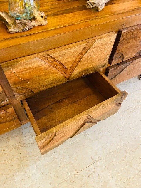 Commode ethnique, meuble TV tribal, buffet
