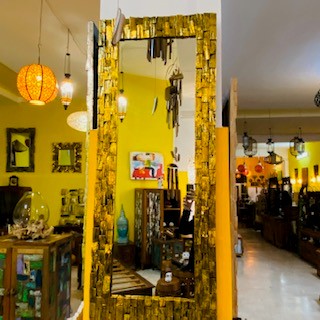 Ethnic mirror minimal frame wooden mosaic