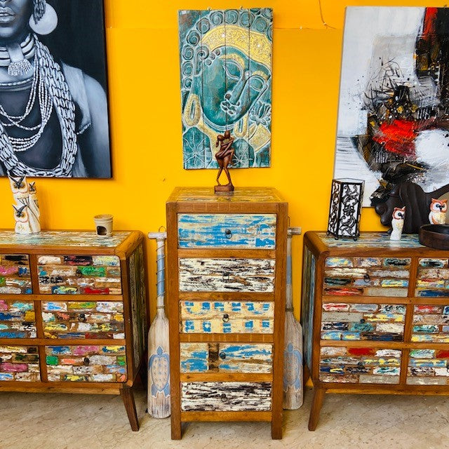 Ethnic mirror minimal frame wooden mosaic
