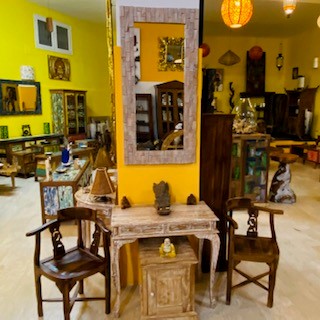 Ethnic mirror minimal frame wooden mosaic