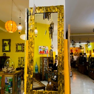Ethnic mirror minimal frame wooden mosaic