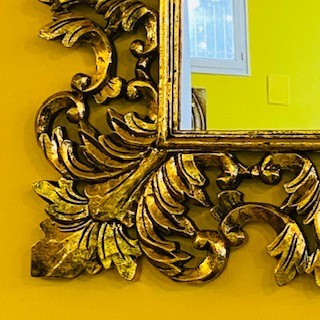 Specchio etnico barocco cornice in legno dorata - ETNICBAY