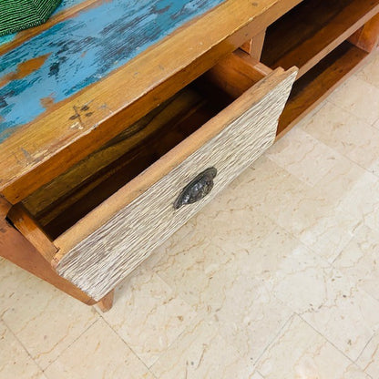Wabi Sabi Ethnic Mobile Teak Wood TV Stand