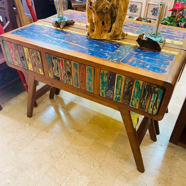 Ethnic console table Japanese style wabi sabi in teak