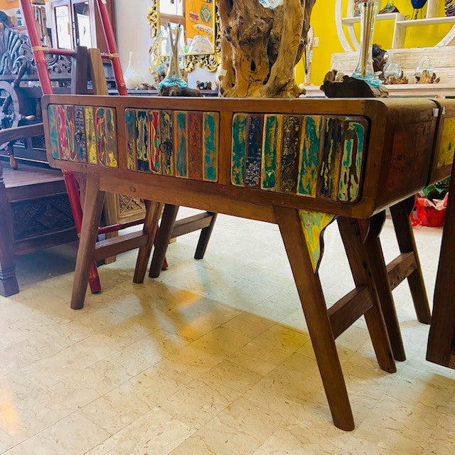 Ethnic console table Japanese style wabi sabi in teak
