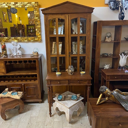 Vetrina etnica teak mobile espositore arte povera