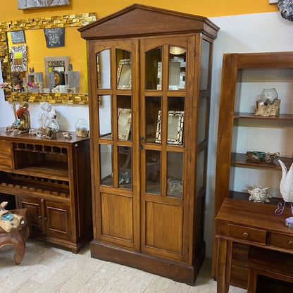 Vetrina etnica teak mobile espositore arte povera