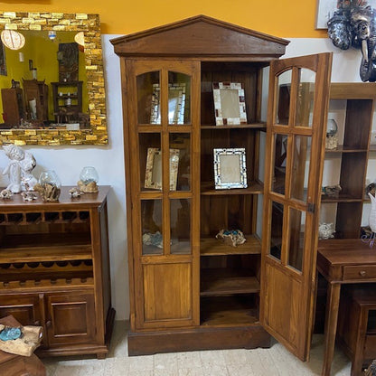 Vetrina etnica teak mobile espositore arte povera