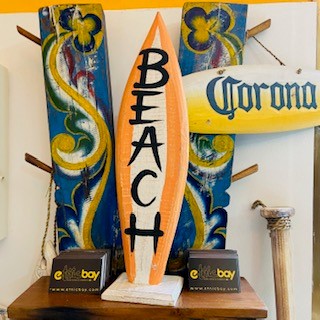 Tavola da surf deco in legno arredamento etnico - ETNICBAY