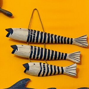 Set etnico 3 pesci colorati in legno stile marinaro - ETNICBAY