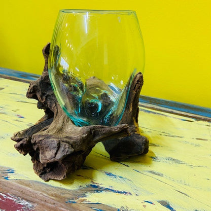 Glass fused glass on root ethnic style chalice