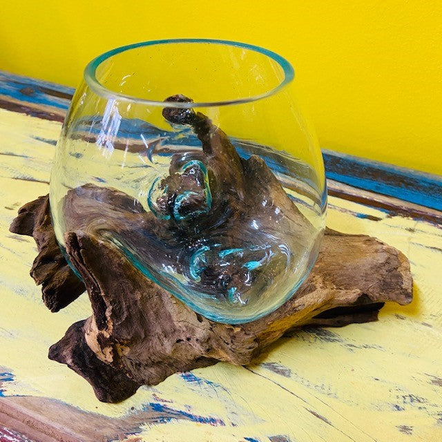Glass fused glass on root ethnic style chalice