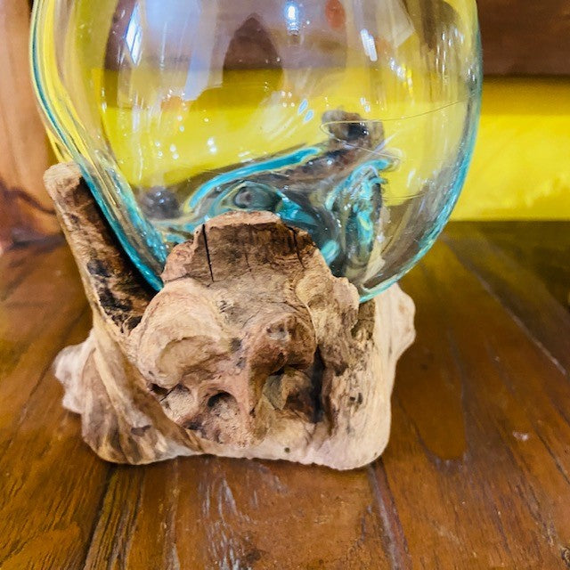 Bicchiere vetro fuso su radice vaso soprammobile - ETNICBAY
