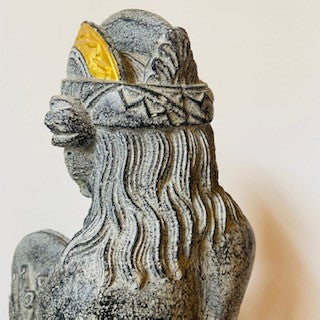 Sculpture statue en pierre ethnique musicien oriental