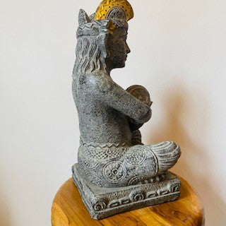 Sculpture statue en pierre ethnique musicien oriental