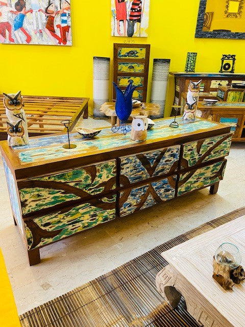 Meuble TV ethnique tribal, buffet, commode