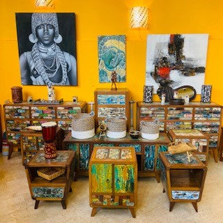 Quadro buddha dipinto su tela stile hippie fiori