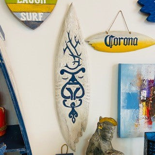 Panneau décoratif en forme de cœur en bois style surfeur