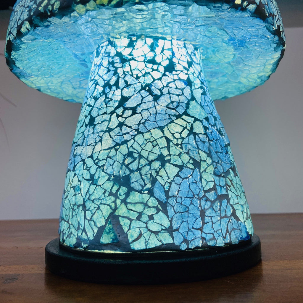 Abatjour etnica in vetro mosaico lampada fungo artigianale