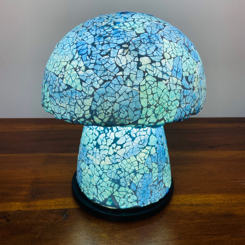 Abatjour etnica in vetro mosaico lampada fungo artigianale