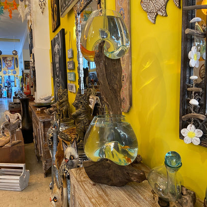 Aquarium root and glass ethnic decor vase