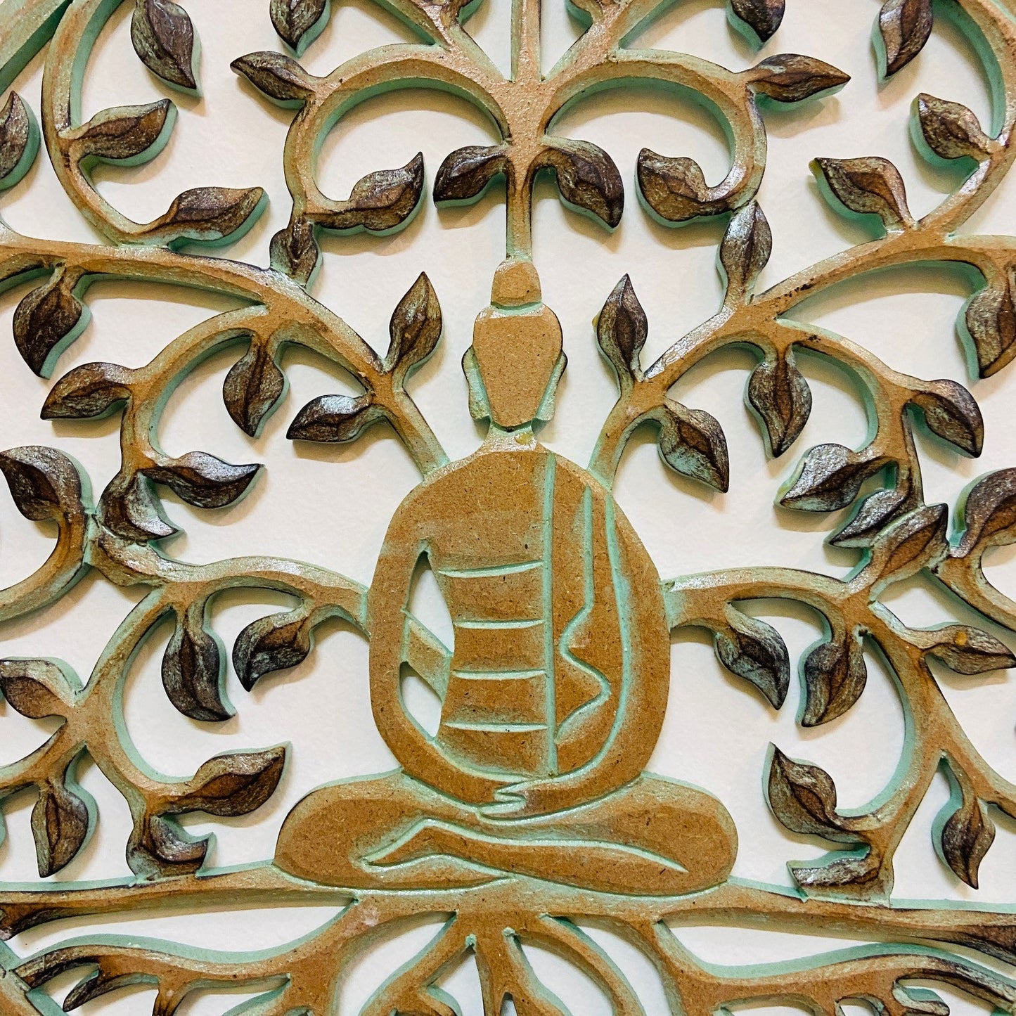 Tableau mural représentant l'arbre de vie avec Bouddha