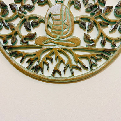 Tableau mural représentant l'arbre de vie avec Bouddha