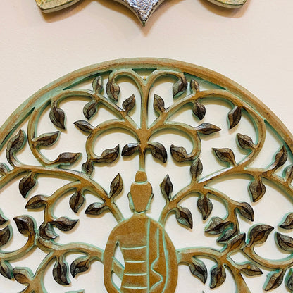 Tableau mural représentant l'arbre de vie avec Bouddha