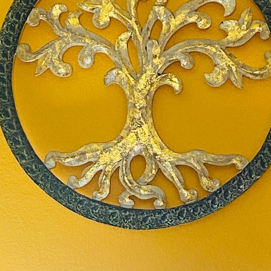 Panneau ethnique rond représentant l'arbre de vie