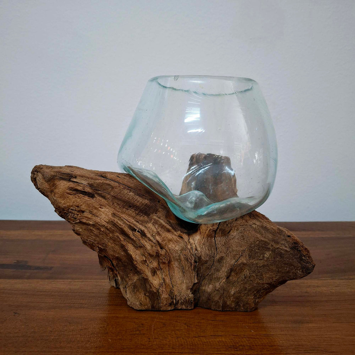 Ampolla su radice di mangrovia vaso in vetro