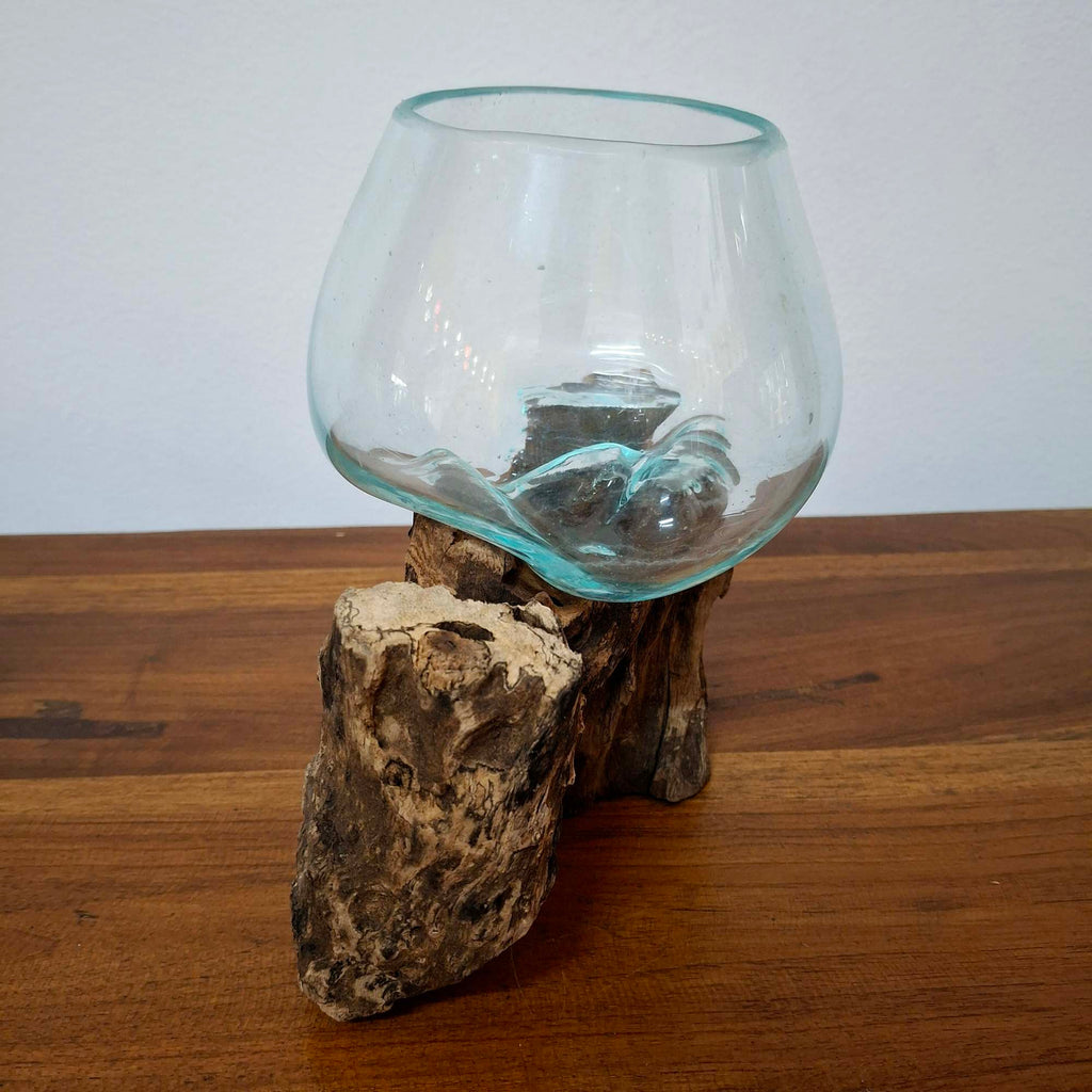 Ampolla su radice di mangrovia vaso in vetro