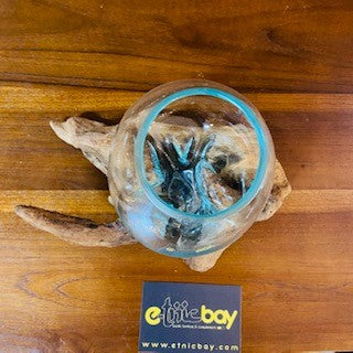 Vaso etnico vetro su radice calice soprammobile - ETNICBAY