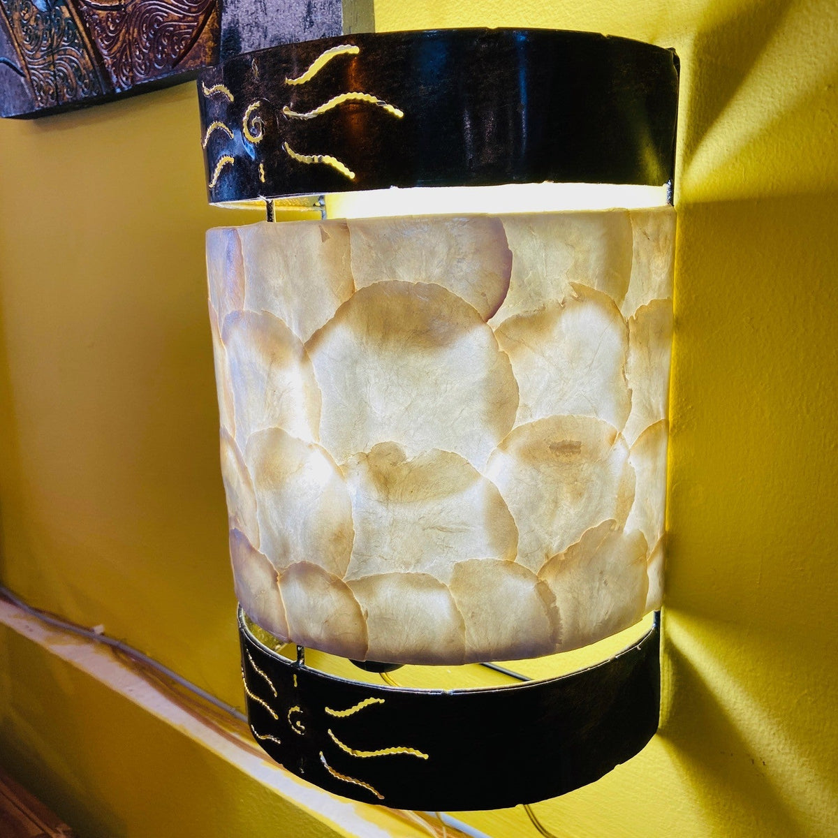 Applique madre perla ferrobattuto lampada etnica - ETNICBAY